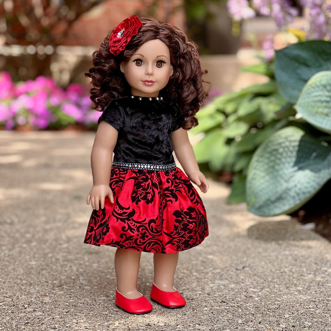 Holiday Spirit - Doll Clothes for 18 Inch Dolls - Holiday Red Taffeta Party Dress with Red Shoes and Headband (Doll Not Included) | MakerPlace by Michaels Holiday Spirit - Doll Clothes for 18 Inch Dolls - Holiday Red Taffeta Party Dress with Red Shoes and Headband (Doll Not Included) | MakerPlace by Michaels